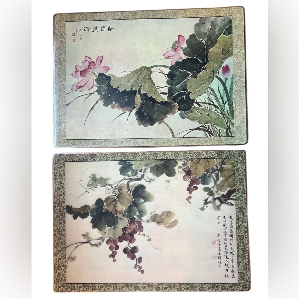Chinese Flower Painting Kitchen Table Mats 2 Wu Yung-Shou